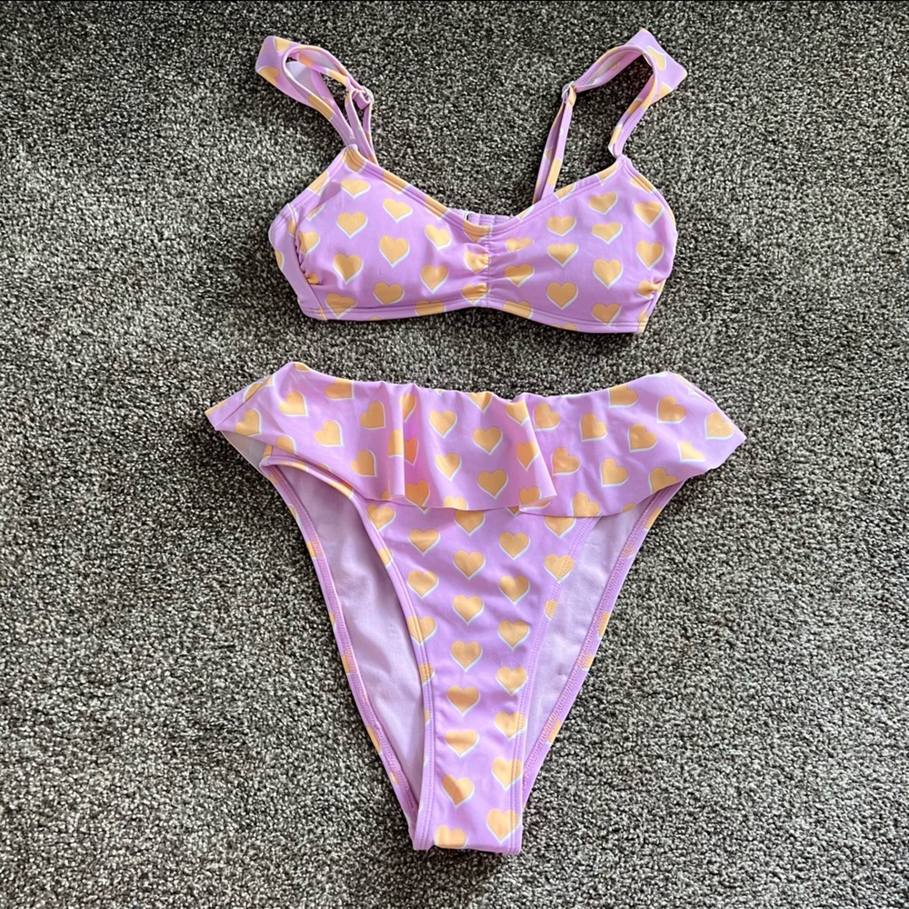NWOT Stoney Clover Lane x Target Purple Orange Heart Bathing Suit Set